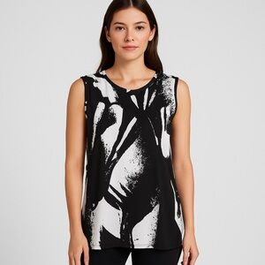 TRUTH + STYLE Abstract Black White Sleeveless Blouse Women’s, size medium